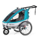 Qeridoo Sportrex1 (2018) Kinder-Fahrradanhänger für 1 Kind (mit Einstellbarer Federung) - aquamarin
